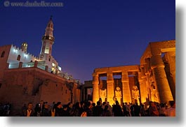africa, egypt, horizontal, luxor, mosques, nite, statues, temples, photograph