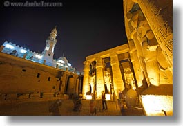 africa, egypt, horizontal, long exposure, luxor, mosques, nite, statues, temples, photograph