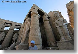 africa, egypt, horizontal, luxor, men, pillars, statues, temples, photograph