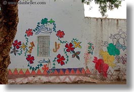 africa, colorful, egypt, frescoes, horizontal, nubian village, paintings, photograph