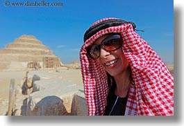 africa, clothes, egypt, emotions, horizontal, keffiyeh, pyramids, red, scarves, smiles, step, vicky, victoria gurthrie, wt people, photograph