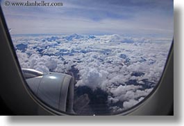 aerial clouds, airplane, asia, bhutan, clouds, horizontal, mountains, windows, photograph