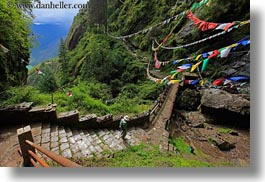 asia, asian, bhutan, bridge, buddhist, flags, horizontal, prayer flags, prayers, religious, style, photograph