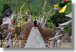 asia, asian, bhutan, bridge, buddhist, flags, horizontal, prayer flags, prayers, religious, style, photograph