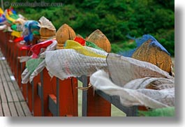 asia, asian, bhutan, bridge, buddhist, flags, horizontal, prayer flags, prayers, religious, style, photograph