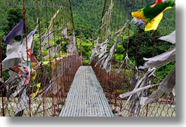 asia, asian, bhutan, bridge, buddhist, flags, horizontal, prayer flags, prayers, religious, style, photograph