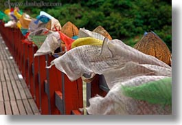 asia, asian, bhutan, bridge, buddhist, flags, horizontal, prayer flags, prayers, religious, style, photograph