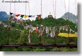 asia, asian, bhutan, bridge, buddhist, flags, horizontal, prayer flags, prayers, religious, style, photograph