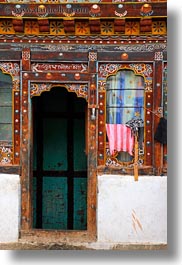 asia, bhutan, buildings, ornate, vertical, photograph