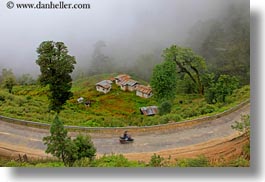 asia, asian, bhutan, buddhist, dochula pass, foggy, horizontal, religious, roads, style, photograph