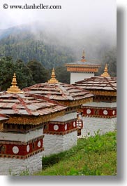 asia, asian, bhutan, buddhist, dochula pass, mini, religious, stupas, style, vertical, photograph