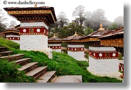 asia, asian, bhutan, buddhist, dochula pass, horizontal, mini, religious, stupas, style, photograph