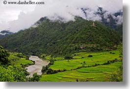 asia, bhutan, chortens, fields, fog, horizontal, khamsum, khamsum ulley chorten, nature, ulley, photograph