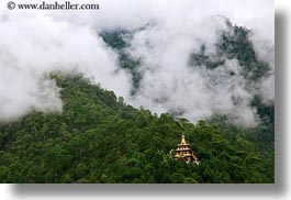 asia, bhutan, chortens, fog, horizontal, khamsum, khamsum ulley chorten, nature, ulley, photograph