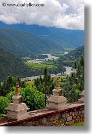 asia, bhutan, chortens, khamsum ulley chorten, rivers, valley, vertical, photograph