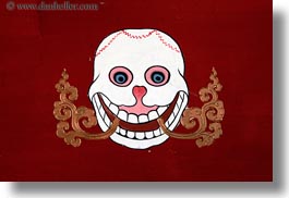 asia, bhutan, emotions, horizontal, khamsum ulley chorten, paintings, skulls, smiles, smiling, photograph