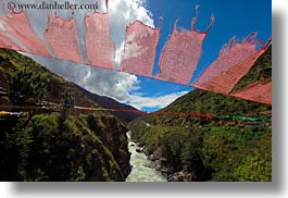 asia, bhutan, buddhist, flags, horizontal, landscapes, prayer flags, prayers, religious, rivers, photograph