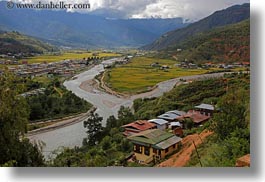 asia, bhutan, colors, green, horizontal, landscapes, rivers, valley, photograph