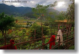 asia, bhutan, buddhist, gardens, horizontal, landscapes, lobeysa village, lush, nature, religious, photograph