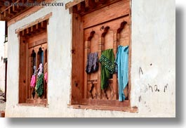 asia, bhutan, buddhist, horizontal, landry, lobeysa village, religious, windows, photograph