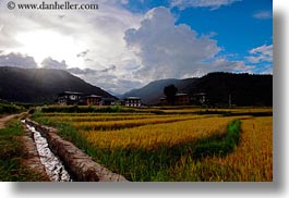 asia, bhutan, clouds, horizontal, landscapes, lobeysa, lobeysa village, lush, nature, sky, photograph