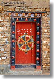 asia, asian, bhutan, buddhist, doors, ornate, religious, style, vertical, photograph