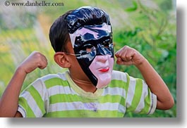 asia, asian, bhutan, boys, childrens, clothes, costumes, horizontal, lobeysa, masks, people, photograph