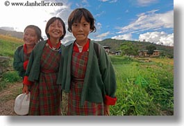 asia, asian, bhutan, childrens, clothes, costumes, emotions, girls, horizontal, lobeysa, people, smiles, style, photograph