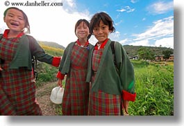 asia, asian, bhutan, childrens, clothes, costumes, emotions, girls, horizontal, lobeysa, people, smiles, style, photograph