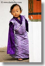 asia, asian, bhutan, childrens, clothes, costumes, girls, people, purple, style, toddlers, vertical, photograph