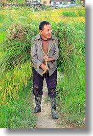 asia, asian, bhutan, carrying, emotions, men, people, rice, smiles, style, vertical, photograph