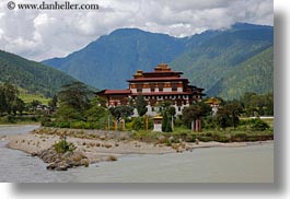 asia, asian, bhutan, buddhist, clouds, dzong, horizontal, nature, people, punakha dzong, religious, rivers, sky, temples, photograph