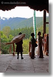 asia, asian, bhutan, buddhist, clothes, dressings, gho, men, people, punakha dzong, religious, robes, temples, vertical, photograph