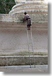 asia, asian, bhutan, ladder, men, people, punakha dzong, vertical, photograph