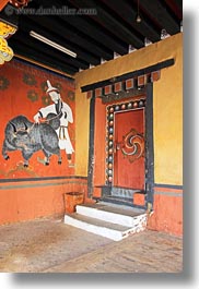 asia, asian, bhutan, buddhist, doors, dzong, religious, rinpung dzong, style, vertical, photograph