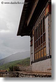 asia, asian, bhutan, buddhist, dzong, religious, rinpung dzong, style, vertical, windows, photograph