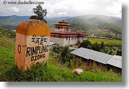 asia, asian, bhutan, buddhist, clouds, dzong, horizontal, language, nature, pinpung, religious, rinpung dzong, signs, sky, style, photograph