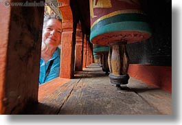 asia, asian, bhutan, buddhist, horizontal, lindas, people, prayers, religious, rinpung dzong, senior citizen, style, wheels, photograph