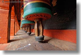 asia, asian, bhutan, buddhist, horizontal, prayers, religious, rinpung dzong, style, wheels, photograph