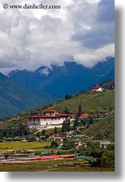 asia, asian, bhutan, buddhist, clouds, dzong, nature, religious, rinpung, rinpung dzong, sky, style, vertical, photograph