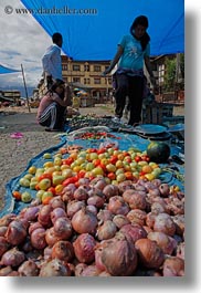 asia, bhutan, farmers, market, street market, vendors, vertical, photograph