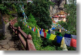 asia, bhutan, buddhist, cliffs, flags, horizontal, prayer flags, prayers, religious, taktsang, temples, photograph