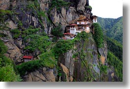 asia, bhutan, buddhist, cliffs, horizontal, religious, taktsang, temples, trees, photograph
