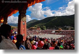 asia, asian, bhutan, buddhist, crowds, horizontal, people, religious, stadium, style, tashichho dzong, photograph