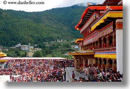 asia, asian, bhutan, buddhist, crowds, horizontal, people, religious, stadium, style, tashichho dzong, photograph