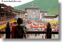 asia, asian, bhutan, crowds, horizontal, people, style, wangduephodrang dzong, watching, womens, photograph