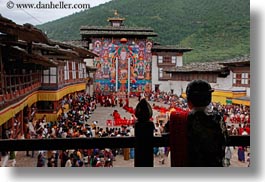 asia, asian, bhutan, crowds, horizontal, people, style, wangduephodrang dzong, watching, womens, photograph
