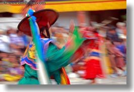 asia, asian, bhutan, blur, buddhist, clothes, costumes, dancers, events, festival, horizontal, motion, motion blur, people, religious, style, wangduephodrang dzong, photograph