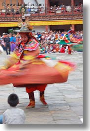 asia, asian, bhutan, blur, buddhist, clothes, costumes, dancers, events, festival, motion, motion blur, people, religious, style, vertical, wangduephodrang dzong, photograph