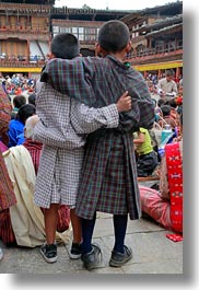asia, asian, bhutan, boyfriends, boys, people, vertical, wangduephodrang dzong, photograph